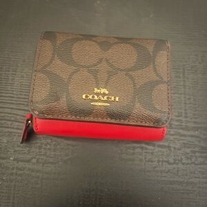 Coach Brown and Red Signature Wallet